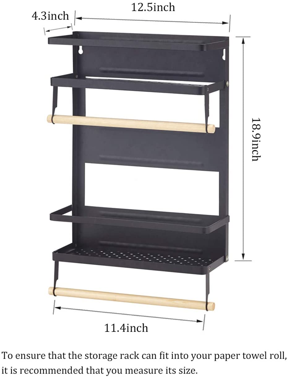 Foldable Magnetic Fridge Spice Rack - Black