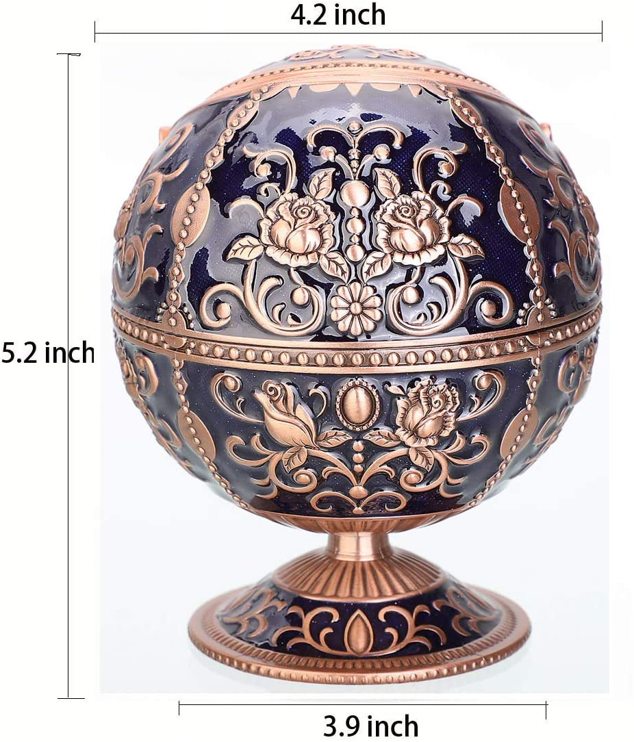 Windproof Ashtray with Lid (Navy Blue-Red Copper)