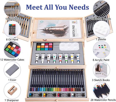 Image of Art Supplies, 84 Piece Deluxe Art Set, Painting Supplies for Painting & Drawing, Professional Art Kits for Adults, Teens and Kids/Gifts for Girls