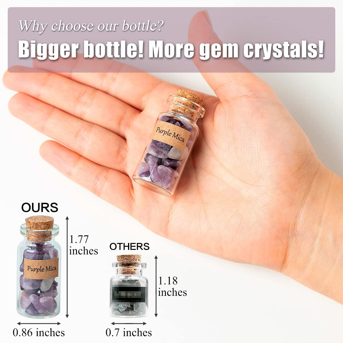 KHOCOEE 48Pcs Different Crystals and Healing Stones, Gemstone and Crystals Bottles, Chakra Healing Crystals for Witchcraft, Great Choice for Gift, Collection and Home Decor