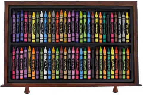 Image of U.S. Art Supply 143-Piece Mega Wood Box Art Painting, Sketching and Drawing Set in Storage Case - 24 Watercolor Paint Colors, 24 Oil Pastels, 24 Colored Pencils, 60 Crayons, 2 Brushes, Artist Kit