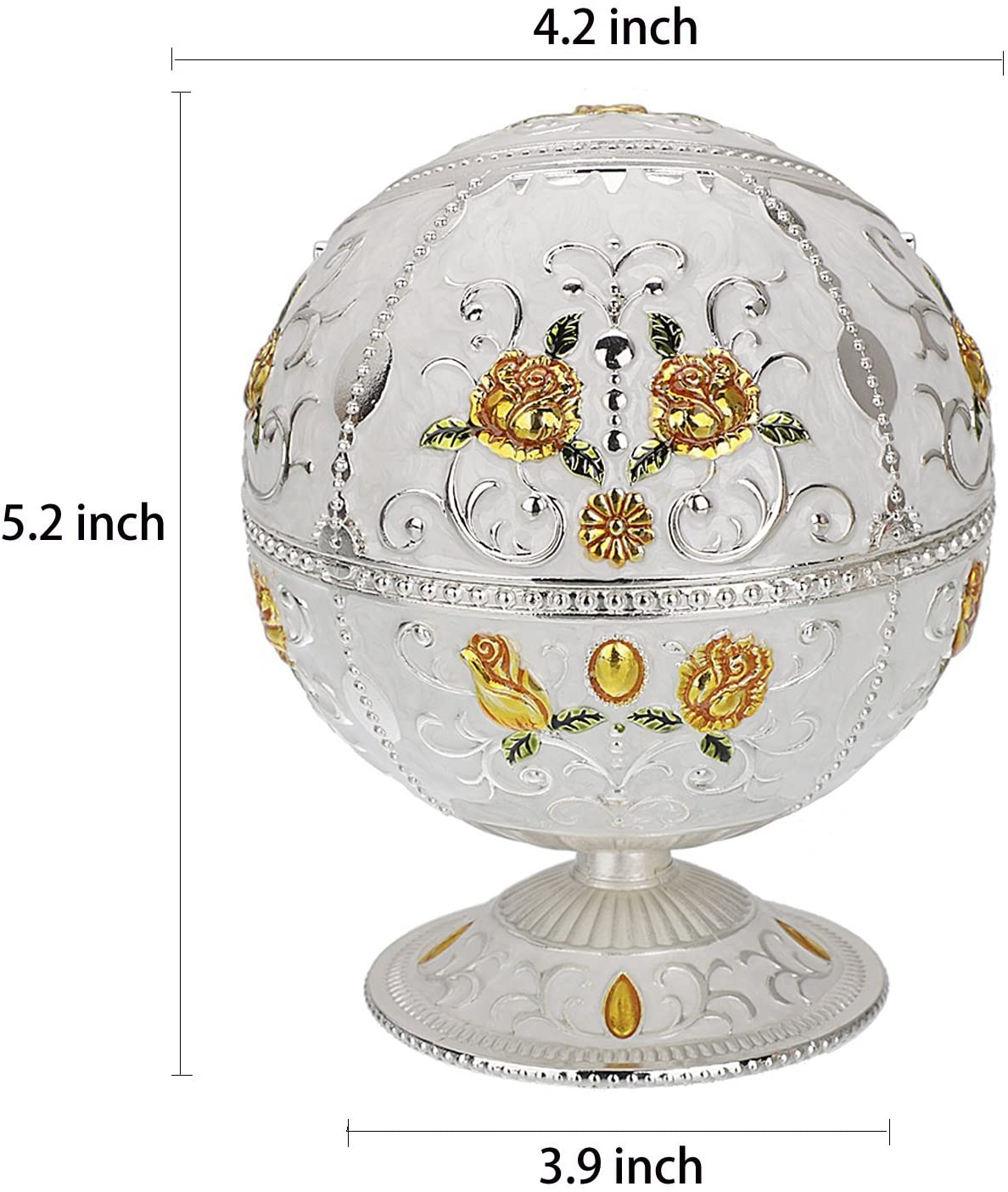 Hand Stamped Rose Pattern Ashtray (Silver- with Green Leaf)