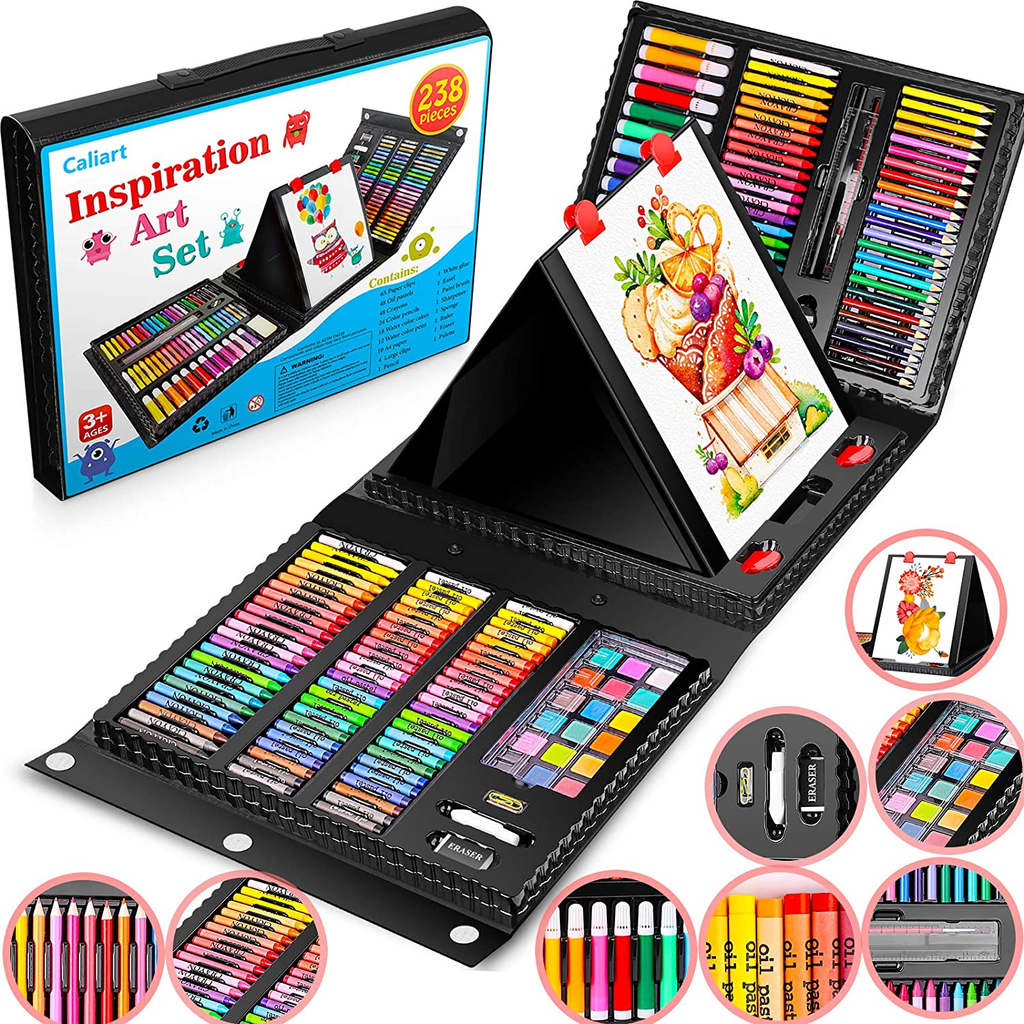Painting Kit, 186-pack Deluxe Art Set With 2 A4 Drawing Pads, 1 Coloring  Book, 24 Acrylic Paints, Crayons, Colored Pencils, Water Cake, 