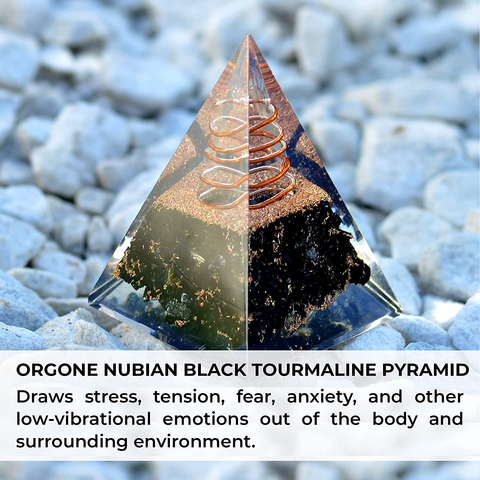 Orgone Pyramid-Black Tourmaline-Crystal-Chakra Balancing Orgone Energy Generator- Nubian Orgonite Pyramid for E-Emission Protection – Healing Crystal Boost Immune System Meditation
