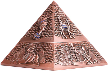 Vintage Egyptian Metal Pyramid Ashtray -  Bronze