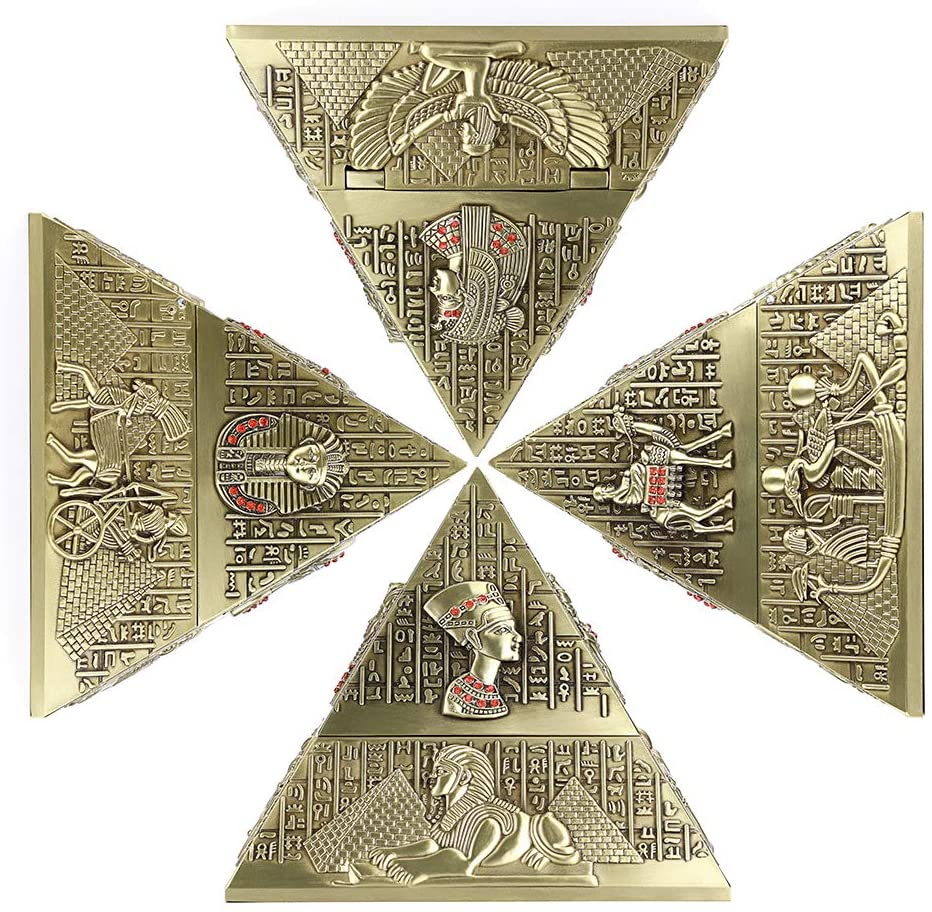 Vintage Egyptian Metal Pyramid Ashtray -  Bronze