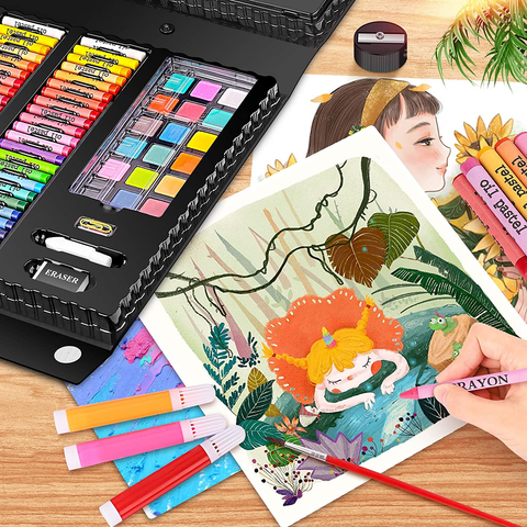 Image of Caliart 238 Pack Art Set, Deluxe Art Supplies Painting Coloring Set Craft Kids' Drawing Kits, Portable Art Case Gift for Adults Artists Beginners Girls Boys Kids 5-9-12, with Oil Pastel, Crayon Etc