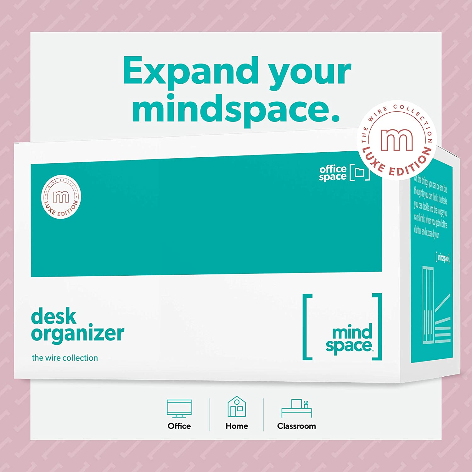 Rose Gold Desk Accessories, Desk Organizer & Office Decor for Women, Office Supplies Pen Holder | Paper & Binder Clips Included - Features 5 Compartments + Drawer | the Wire Collection