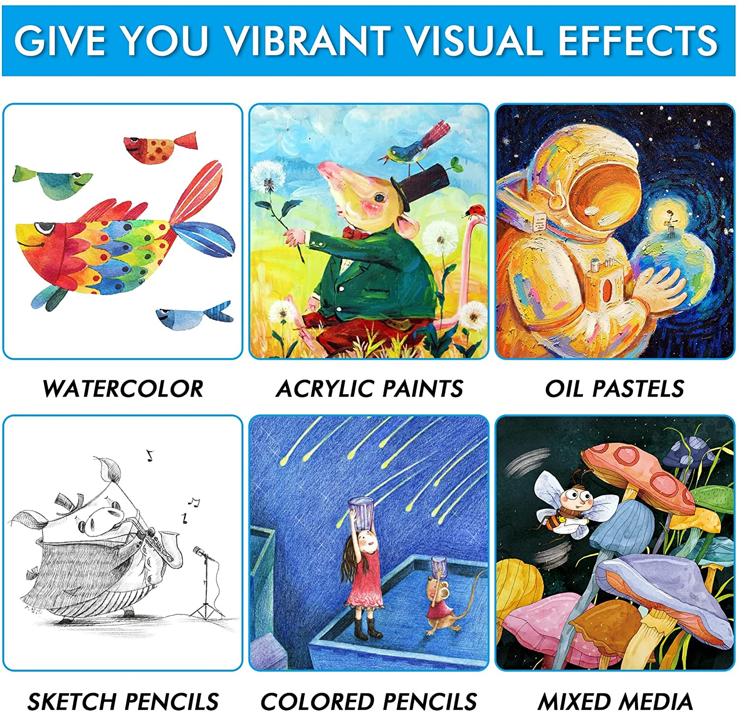 186 Piece Deluxe Art Set, Shuttle Art Art Supplies in Wooden Case, Painting Drawing Art Kit with Acrylic Paint Pencils Oil Pastels Watercolor Cakes Coloring Book Watercolor Sketch Pad for Kids Adults