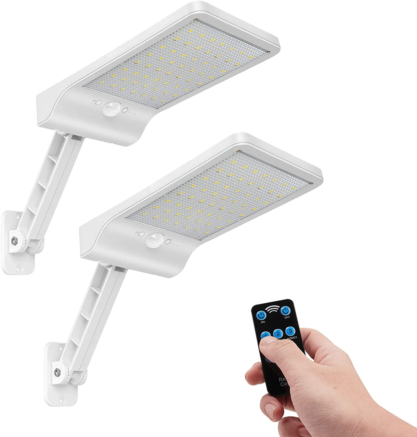 Wireless Motion Sensor Remote Control & 3 Lighting Modes Solar Lights for Backyard Gutter Courtyard Deck Home