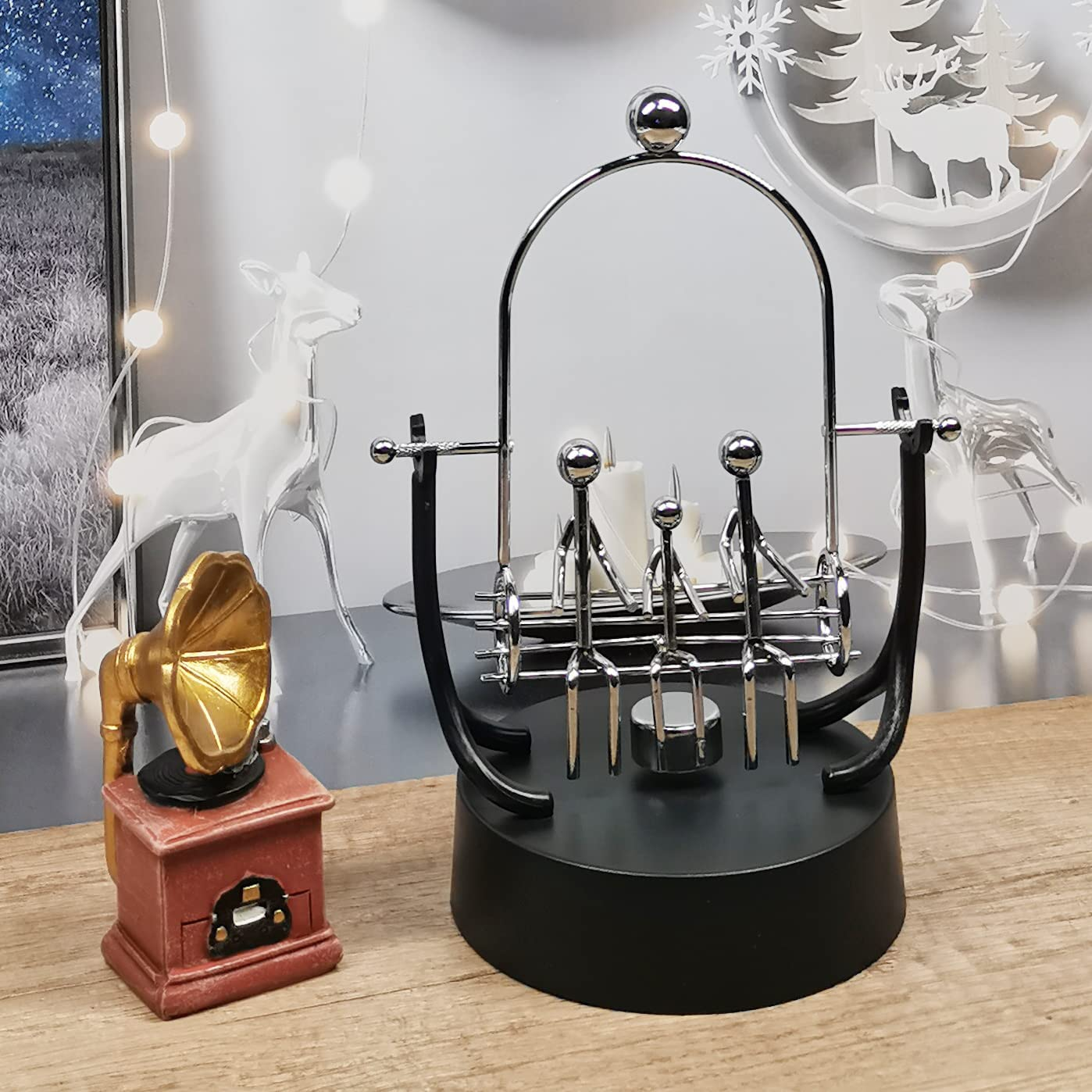 Sunnytech Steel Balance Robot with Memo Clip Toy Kinetic Art Balance Toy Balancing Decompressive Science Psychology Home Offic Decor Desk Decor Toy WJ278