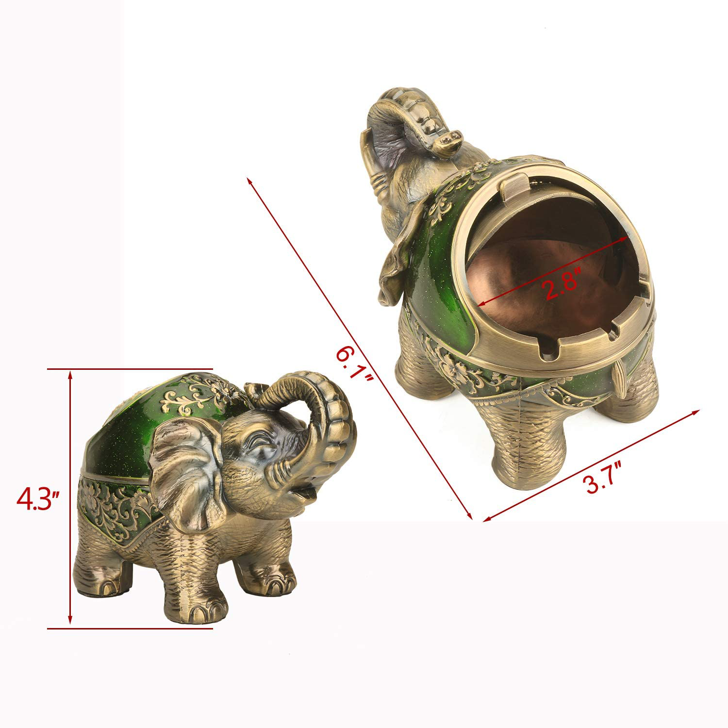 Stand Elephant Decorative Ashtray (Green)