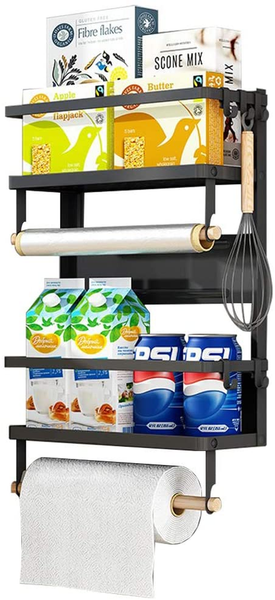 Foldable Magnetic Fridge Spice Rack - Black