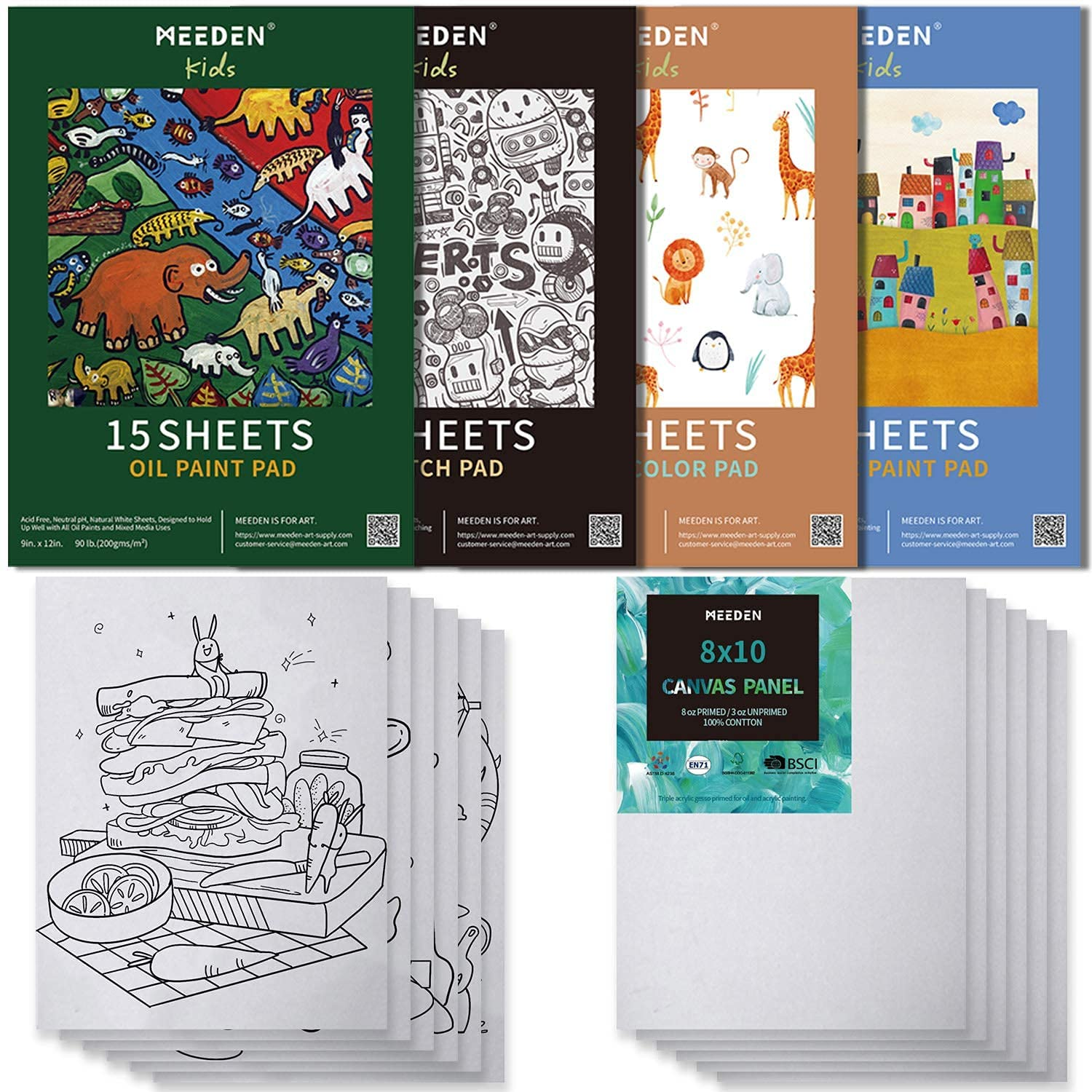 MEEDEN 215-Piece Mega Wooden Box Art Set, Deluxe Painting & Drawing Kit with All Paint Supplies for Kids, Beginners and Adults