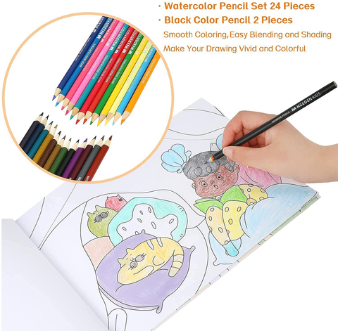 MEEDEN Kids Drawing Set,Gift for Kids,Wood Case Artist Painting Set with Silky Crayons,Oil Pastels,Waterbased Pencils,Dry Erase Markers,Kids Art Supply Coloring Set with Paint Pad&White Drawing Board