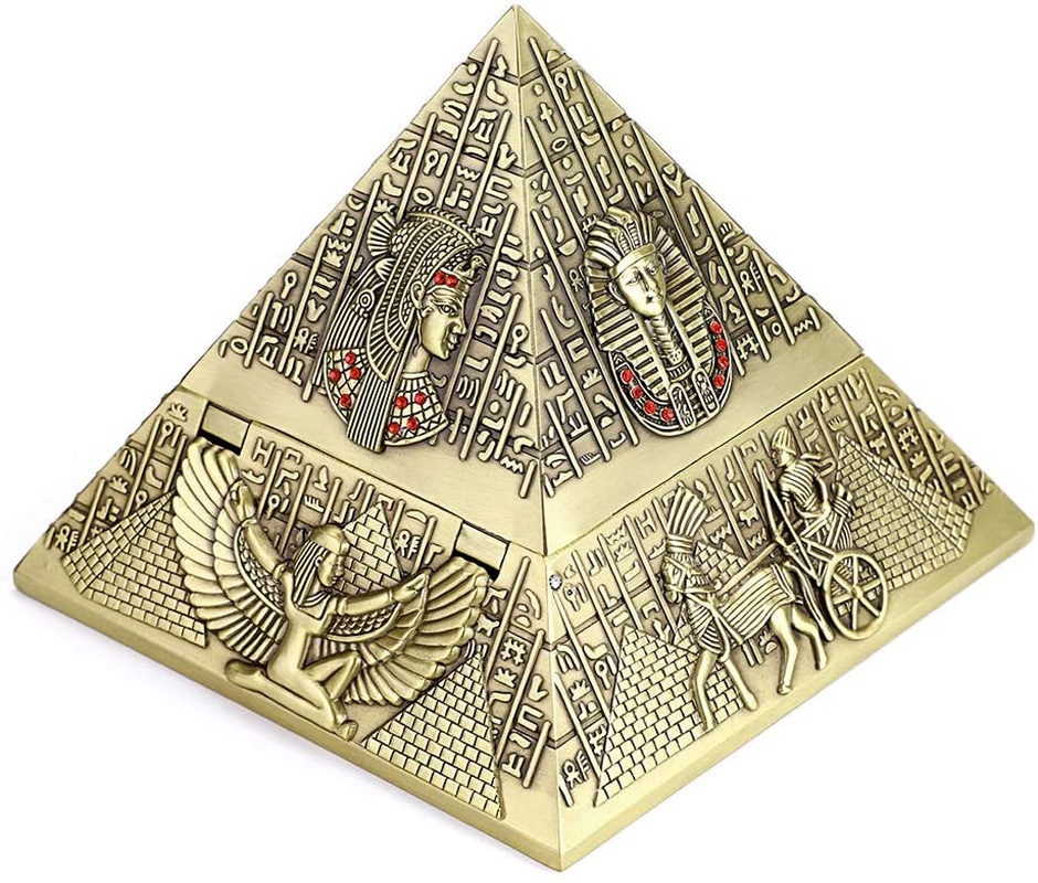 Vintage Egyptian Metal Pyramid Ashtray -  Bronze