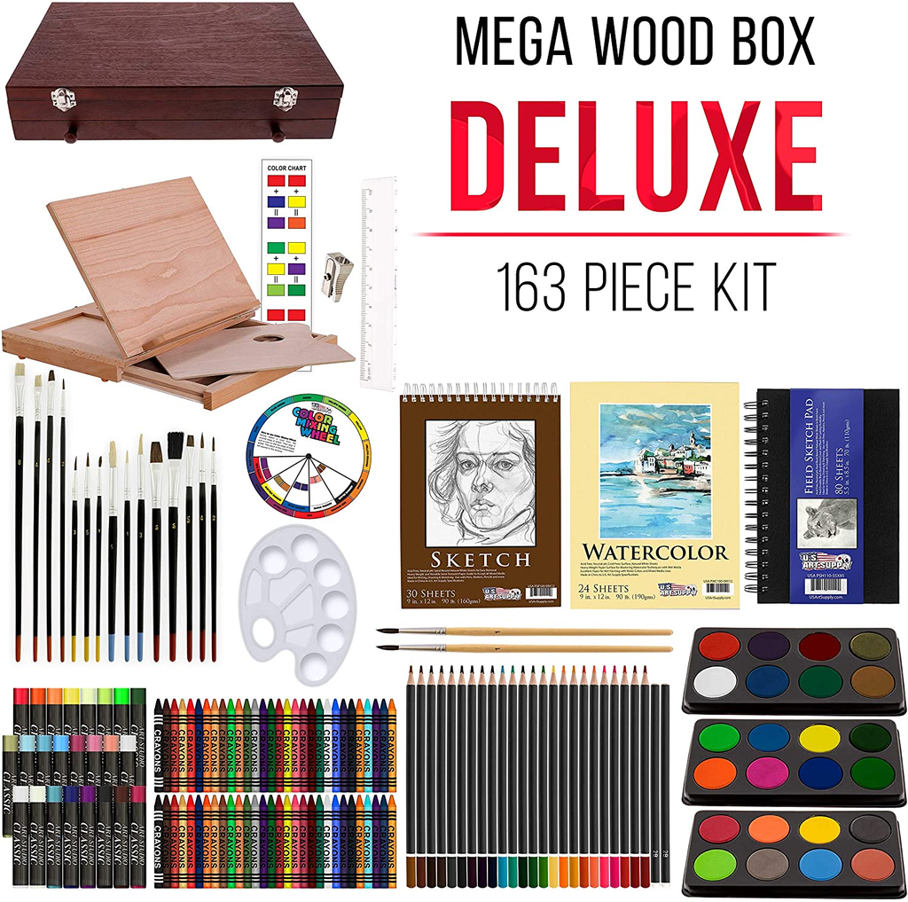 Art Supplies, 174-Piece Super Deluxe Wooden Art Set Crafts Drawing Kit�