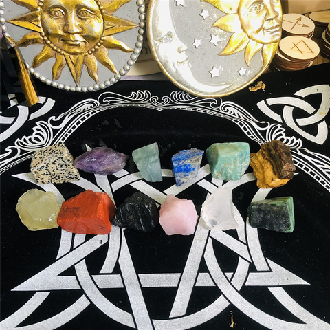 12 Pcs Chakra Stone Healing Crystal Stone Kit Rough Gemstones Raw Healing Stones Set for Yoga, Meditation, Zen, Aura Cleansing