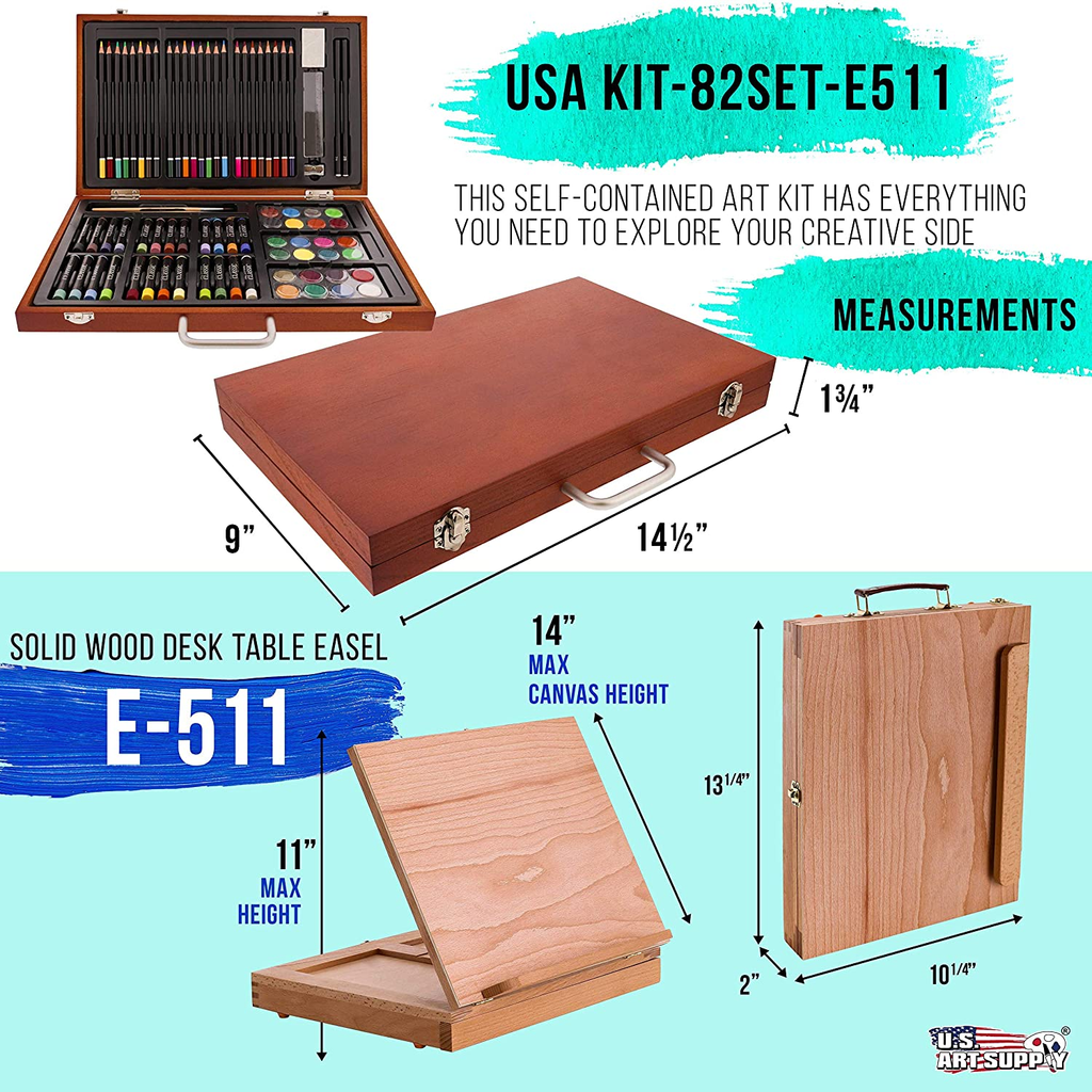 U.S. Art Supply 84-Piece Deluxe Artist Studio Creativity Set Wood Box —  CHIMIYA