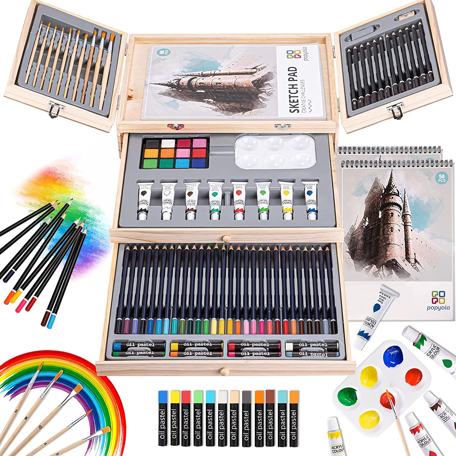 Art Supplies Drawing Supplies 84-Pack , Sketching Art Kit /Stuff Diverse art  Pencils, Ideal Gift for Beginners Professional Artists Teens Adults 