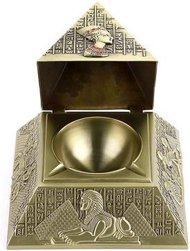 Vintage Egyptian Metal Pyramid Ashtray -  Bronze