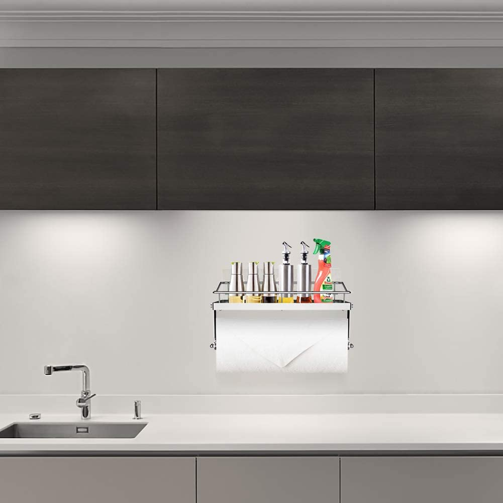 Wall Mounted Paper Towel Roll Rack Basket for Kitchen, Shower Bathroom Stainless Steel