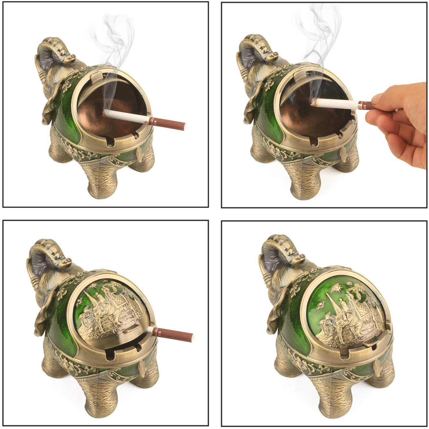 Stand Elephant Decorative Ashtray (Green)