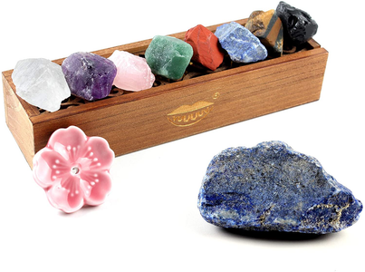 Chakra Stones Set -Natural Rough Raw Stone Reiki Healing Crystals for Healing, Meditation, Chakra Balance or Ritual（ Rough*8 Pcs）