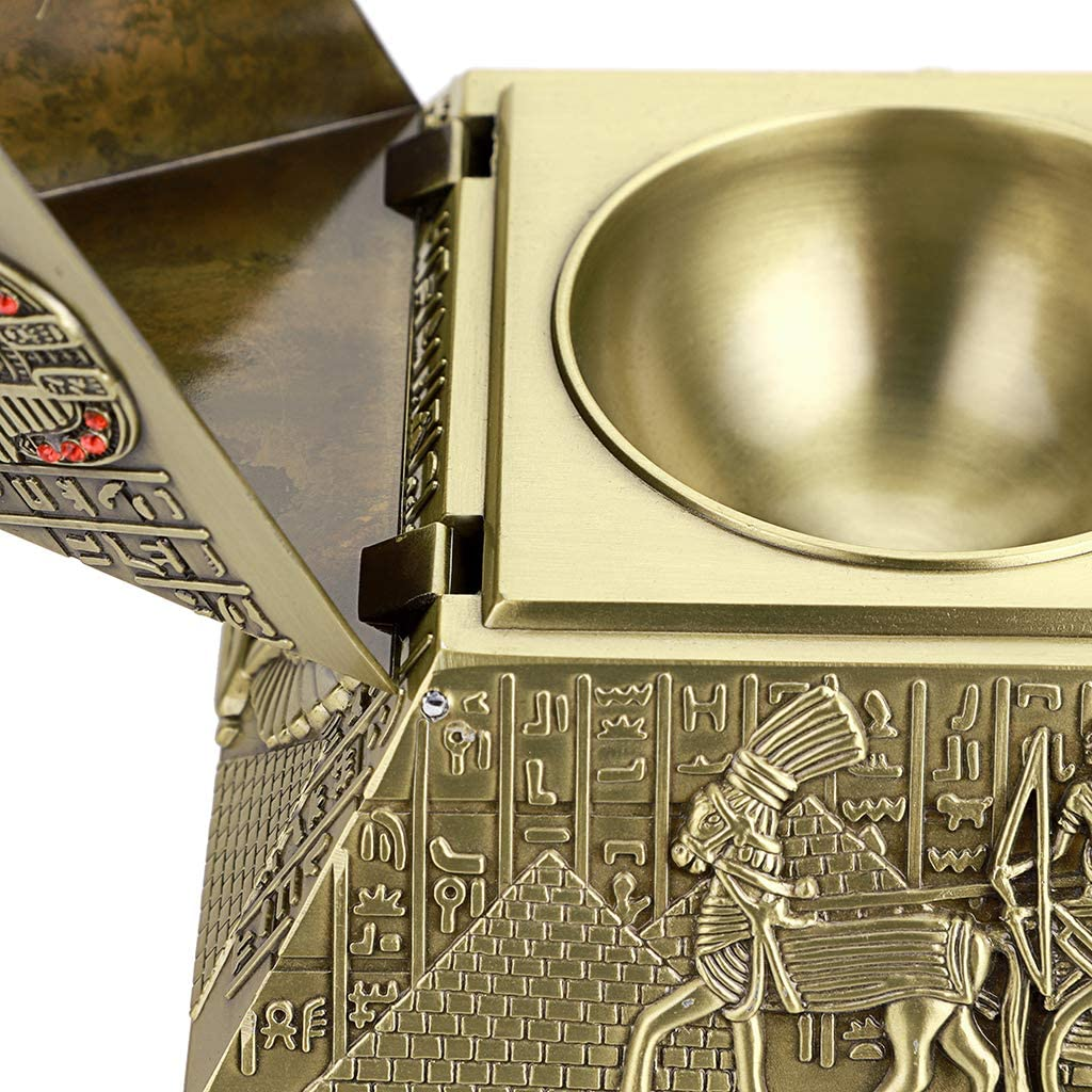 Vintage Egyptian Metal Pyramid Ashtray -  Bronze