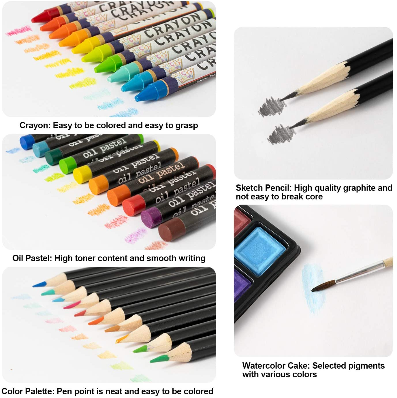 143 Piece Deluxe Art Set, Artist Drawing&Painting Set, Art Supplies with Wooden Case, Professional Art Kit for Kids, Teens and Adults