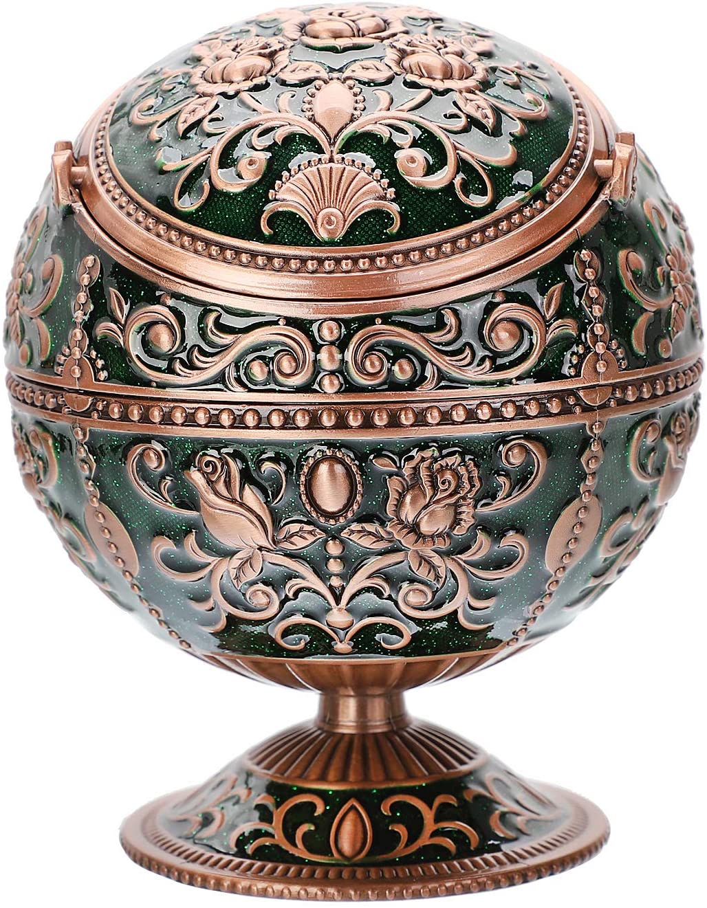 Windproof Ashtray with Lid (Navy Blue-Red Copper)