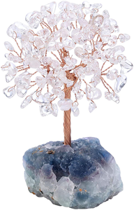 Crystaltears 7 Chakra Crystal Tree Natural Reiki Healing Crystals Gemstone Bonsai Money Trees with Fluorite Crystals Stone Base Feng Shui Crystal Stone Tree for Home Decor 4.7"-5.1"