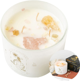 Healing Crystal Candle - Soy Candle with Crystals Inside. Energy Crystals and Healing Stones Manifestation Candle. Three Wick Candle, Meditation Accessories. Self Love, Spiritual Aromatherapy Candles
