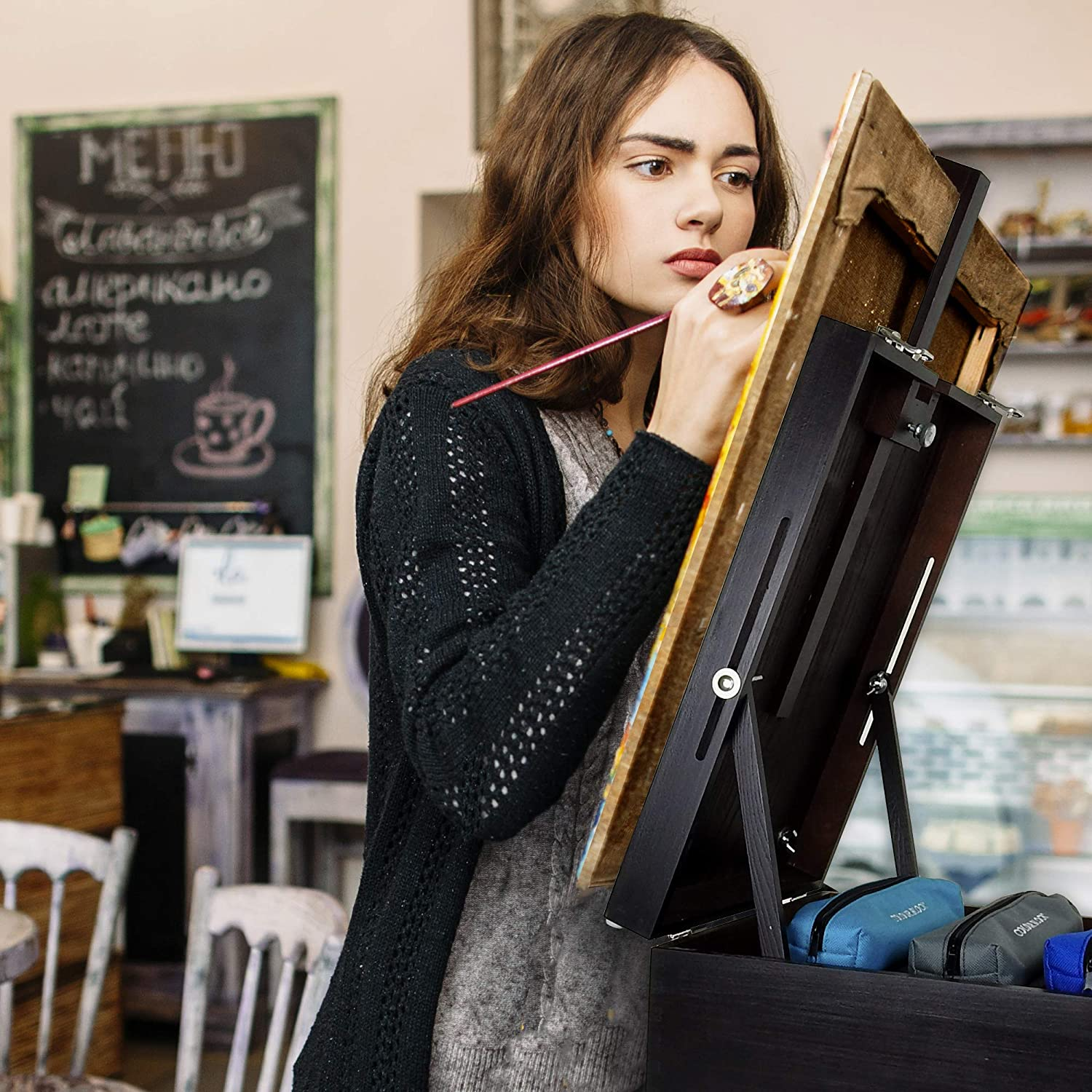 COLOUR BLOCK 152 Pc Wooden Easel Painting & Drawing Mixed Media Art Set - Acrylic & Watercolor Paint; Sketching, Color & Metallic Pencils and Tools. Professional Art Set for Adults and All Artists