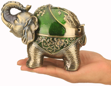 Stand Elephant Decorative Ashtray (Green)