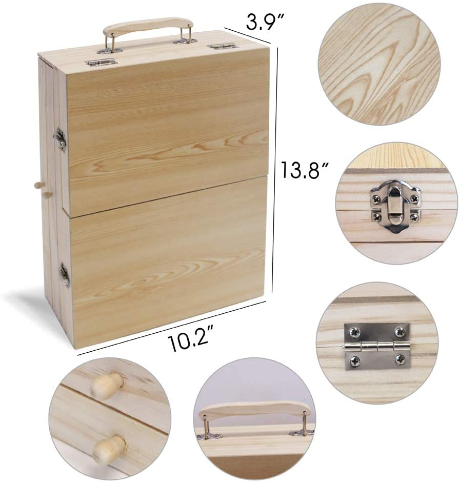 Kingart Arts & Crafts Deluxe Art Set, Portable Wood Case 131pc