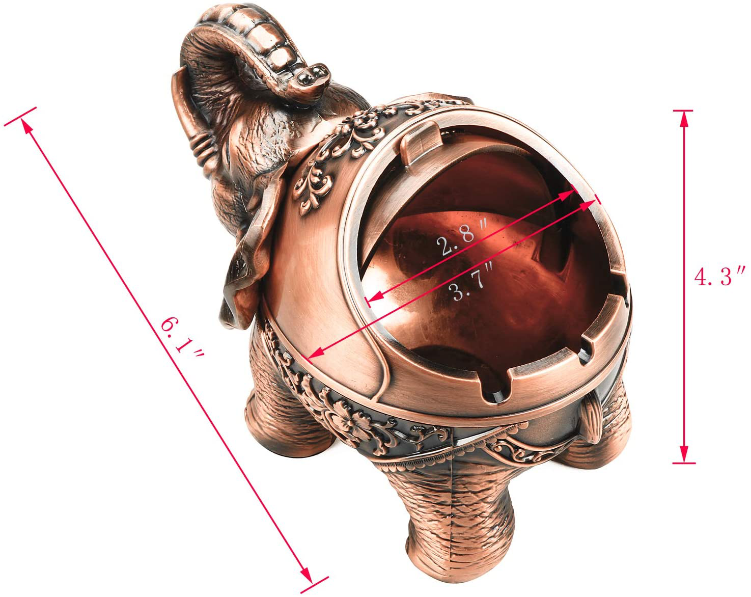 Decorative Stand Elephant Ashtray with Lid 