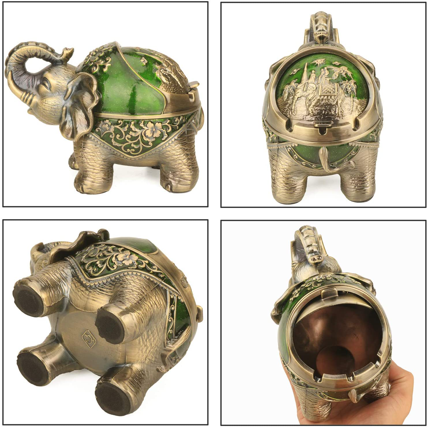 Stand Elephant Decorative Ashtray (Green)