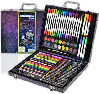 Darnassus 132-Piece Art Set, Inspiration Art Case Coloring Set, Deluxe Professional Color Set, Crafts for Kids Ages 8-12, with Compact Portable Case