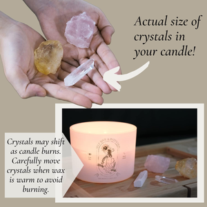 Healing Crystal Candle - Soy Candle with Crystals Inside. Energy Crystals and Healing Stones Manifestation Candle. Three Wick Candle, Meditation Accessories. Self Love, Spiritual Aromatherapy Candles
