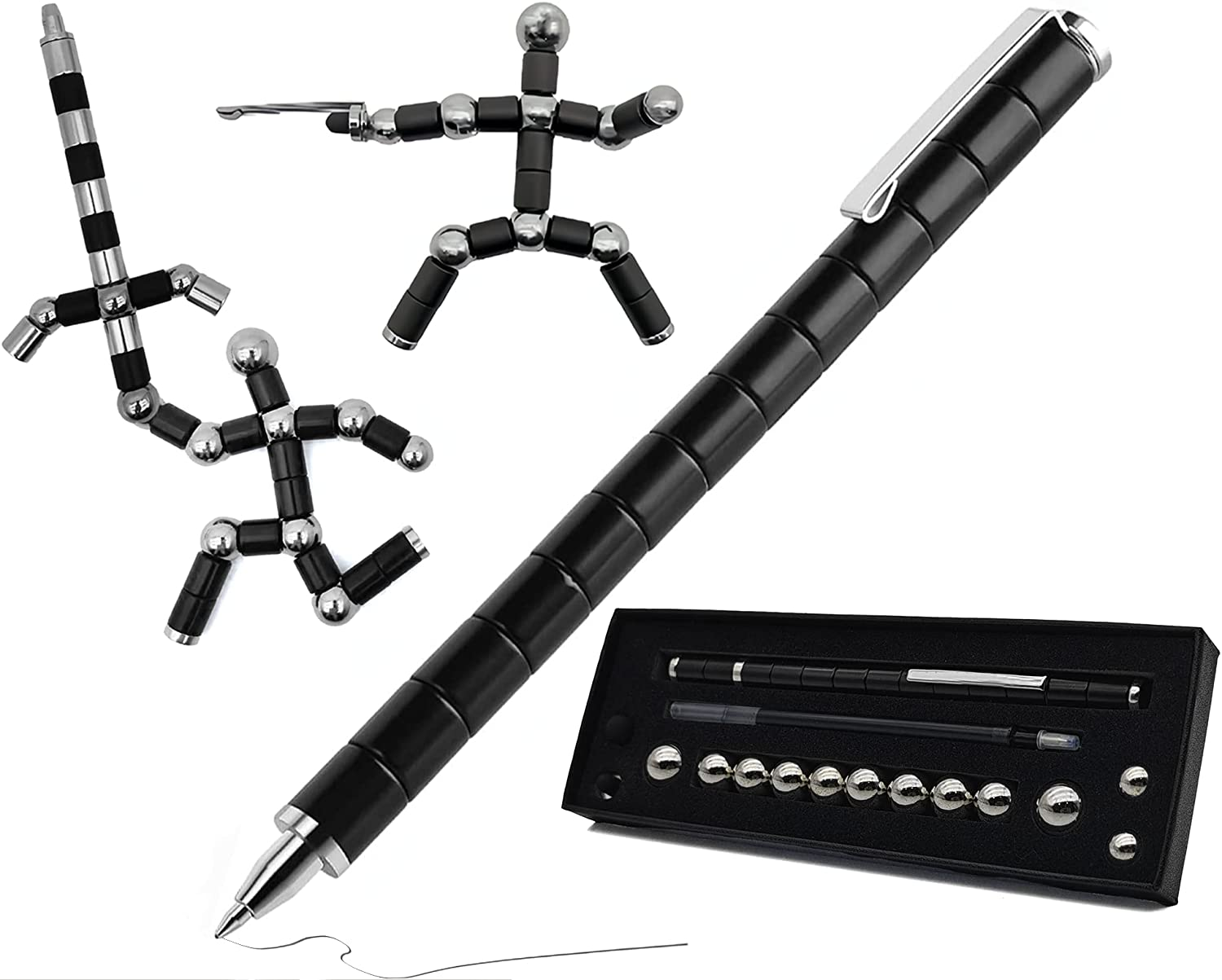 YAGIS-S Toy Pen, Decompression Magnetic Metal Pen, Multifunctional Deformable Magnet Writing Pen, Eliminate Pressure Fidget Toy Gift for Kids or Friends