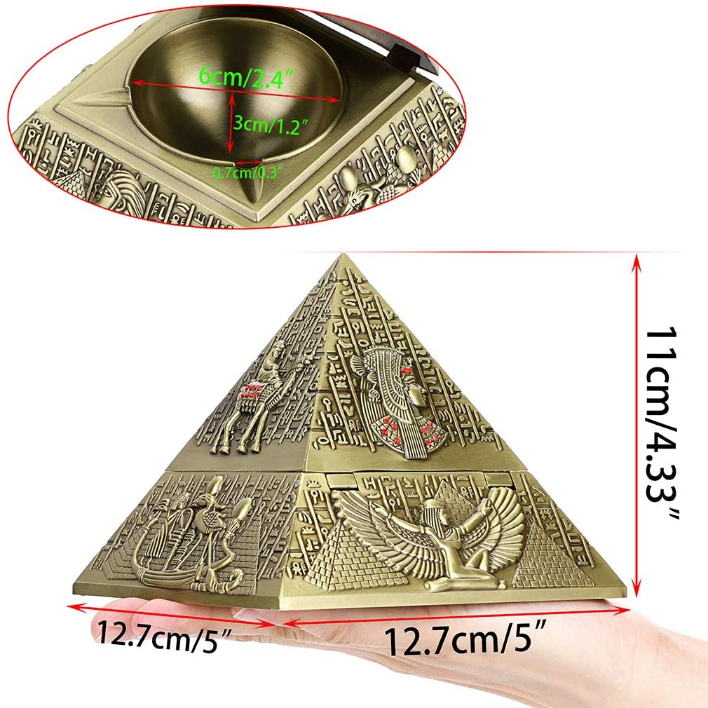 Vintage Egyptian Metal Pyramid Ashtray -  Bronze