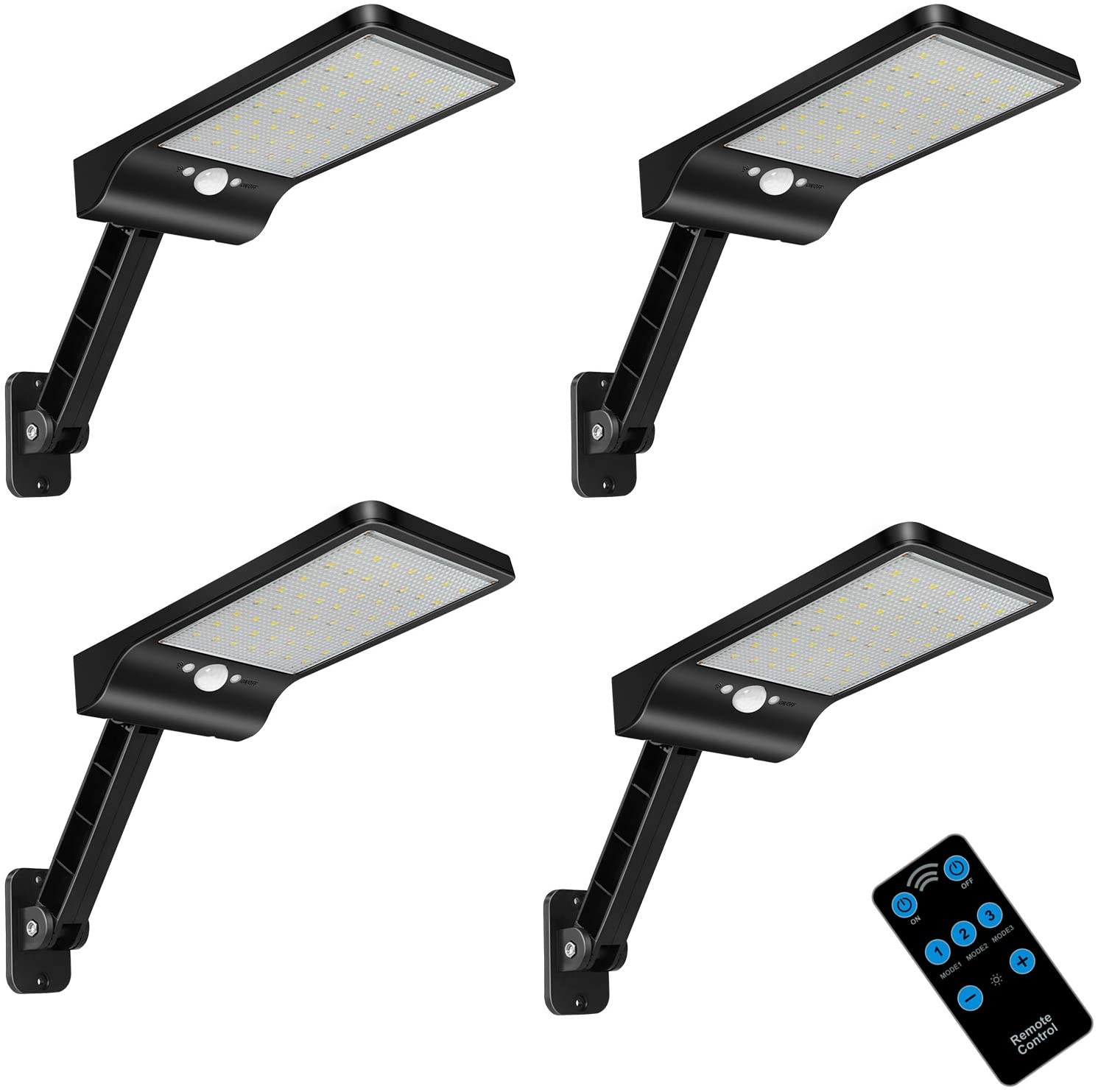 Wireless Motion Sensor Remote Control & 3 Lighting Modes Solar Lights for Backyard Gutter Courtyard Deck Home