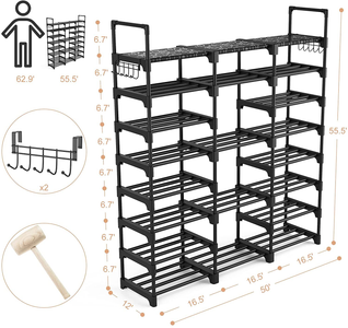 Shoe Rack Shoe Organizer 8 Tiers Shoe Rack for Entryway Holds 36-42 Pairs Shoe and Boots