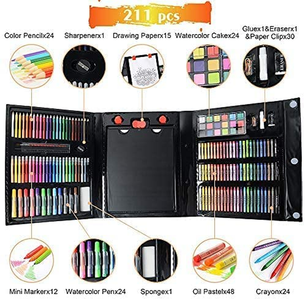 KIDDYCOLOR 211Pcs Kids Art Supplies, Portable Painting & Drawing Art Kit for Kids with Oil Pastels, Crayons, Colored Pencils, Markers, Double Sided Trifold Easel Art Set for Girls Boys Teens 3-12