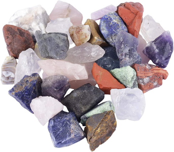 Mookaitedecor 1 Lb Bulk Natural Raw Crystals Rough Stones for Tumbling,Cabbing,Polishing,Wire Wrapping,Wicca & Reiki Crystal Healing,Assorted Stones