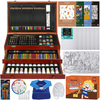 MEEDEN 215-Piece Mega Wooden Box Art Set, Deluxe Painting & Drawing Kit with All Paint Supplies for Kids, Beginners and Adults