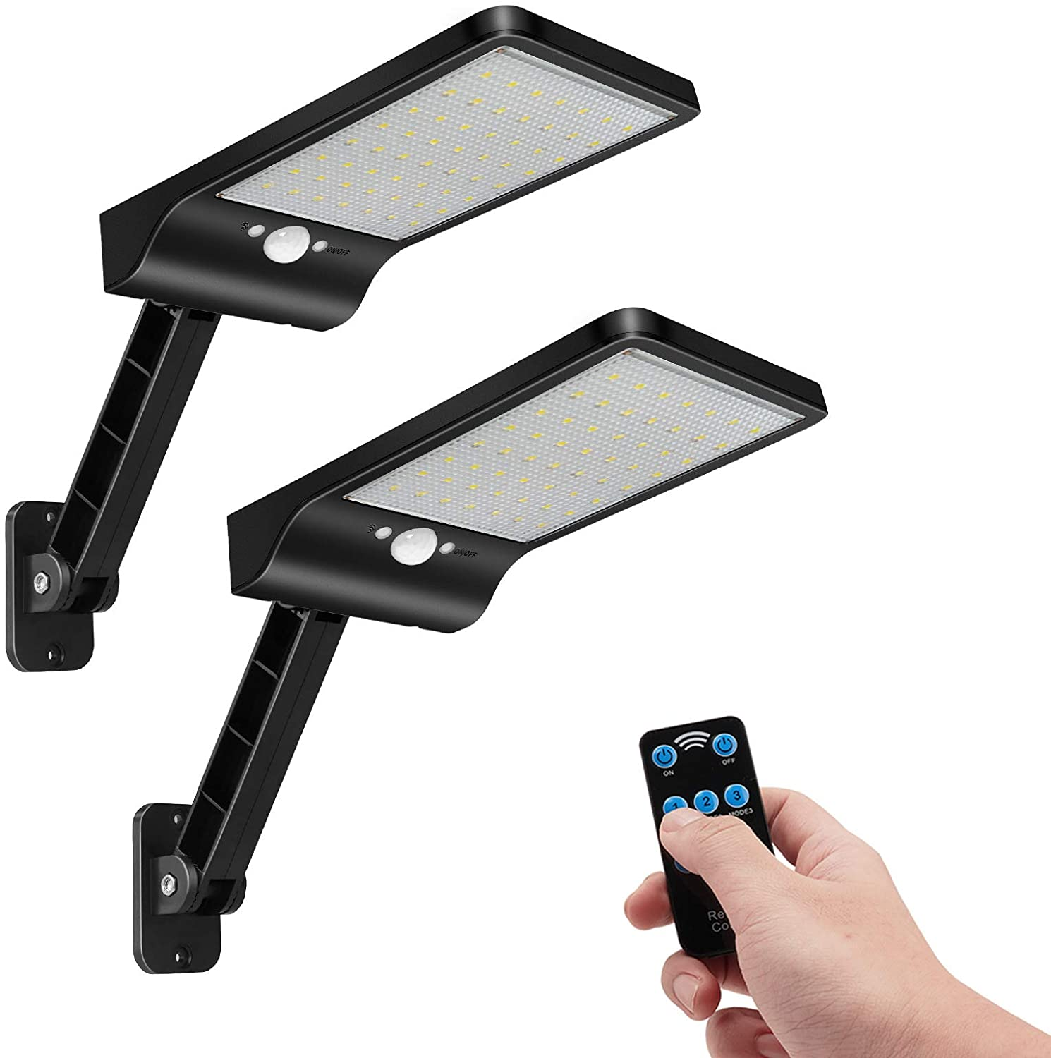 Wireless Motion Sensor Remote Control & 3 Lighting Modes Solar Lights for Backyard Gutter Courtyard Deck Home