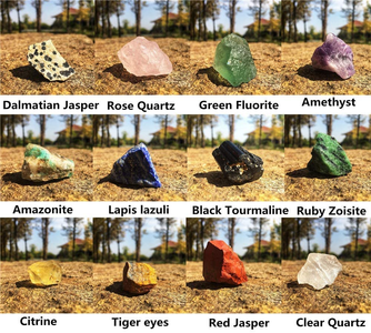 12 Pcs Chakra Stone Healing Crystal Stone Kit Rough Gemstones Raw Healing Stones Set for Yoga, Meditation, Zen, Aura Cleansing