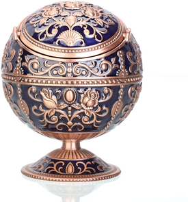 Windproof Ashtray with Lid (Navy Blue-Red Copper)